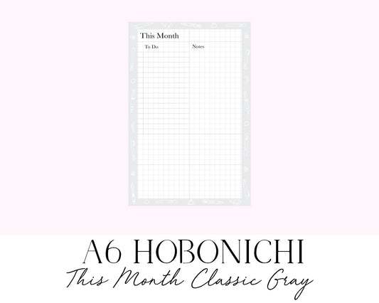 A6 Hobonichi This Month Classic Gray (Full Page Printable Stickers)