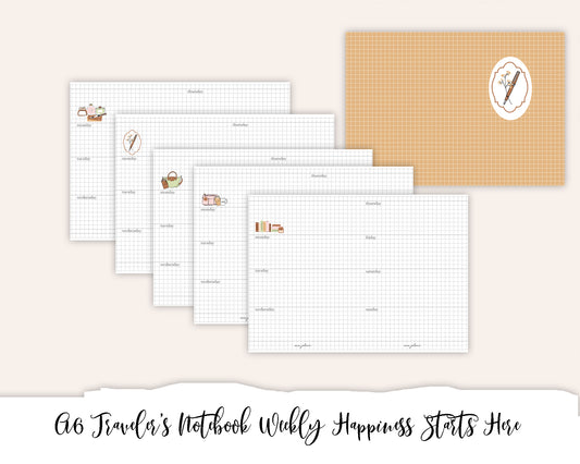 A6 Traveler's Notebook Printable - Weekly Happiness Starts Here