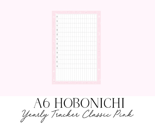 A6 Hobonichi Yearly Tracker Classic Pink (Full Page Printable Stickers)
