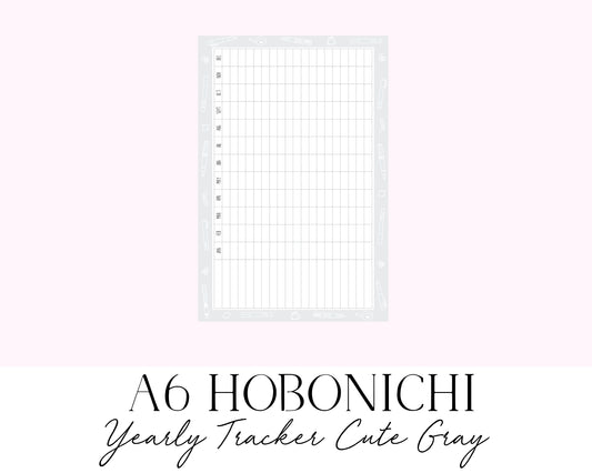 A6 Hobonichi Yearly Tracker Cute Gray (Full Page Printable Stickers)
