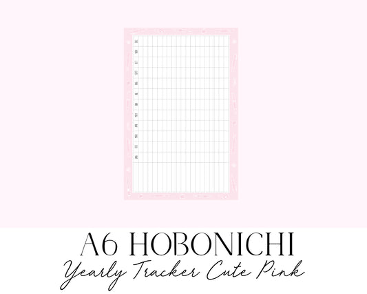 A6 Hobonichi Yearly Tracker Cute Pink (Full Page Printable Stickers)