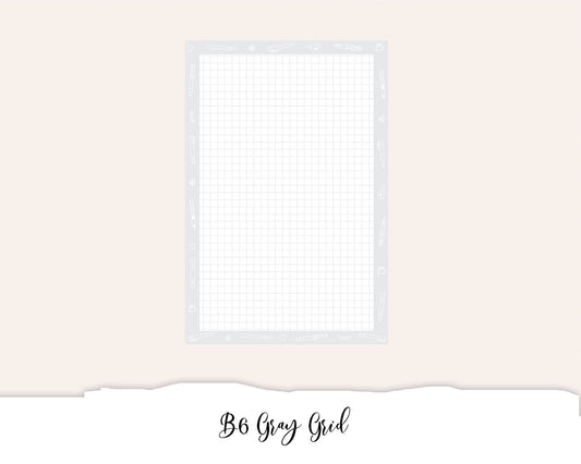 B6 Gray Grid (Full Page Printable Stickers)