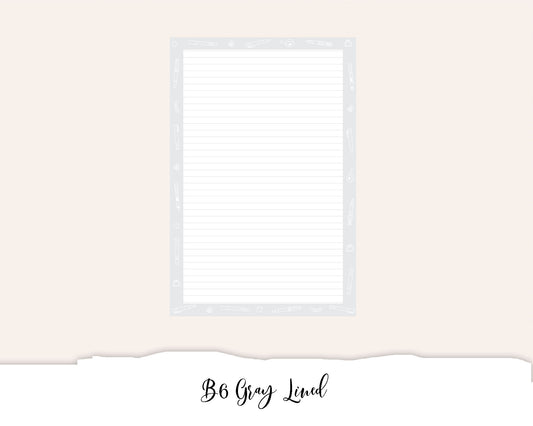 B6 Gray Lined (Full Page Printable Stickers)