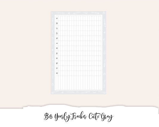 B6 Monthly Tracker Cute Gray (Full Page Printable Stickers)