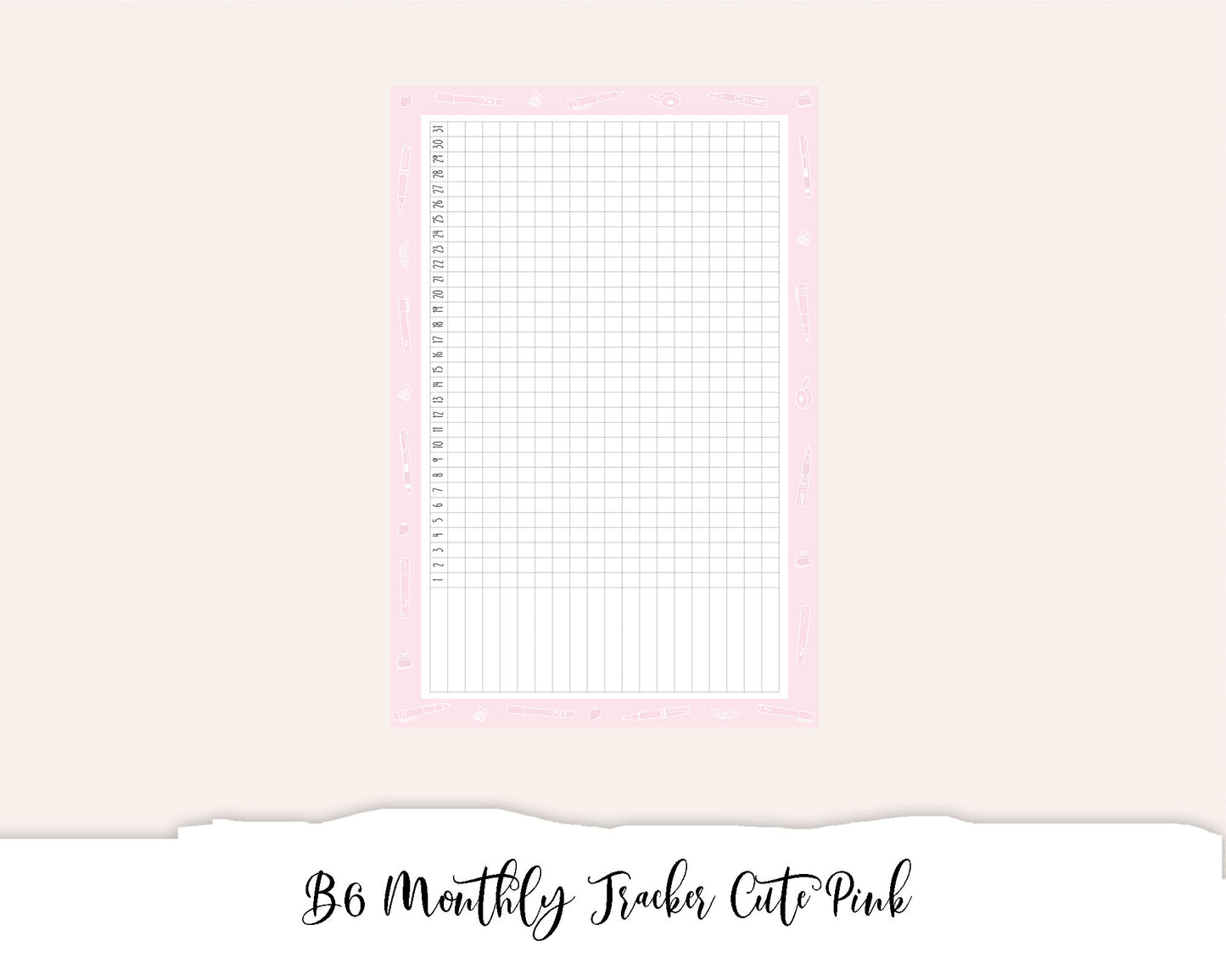 B6 Monthly Tracker Cute Pink (Full Page Printable Stickers)