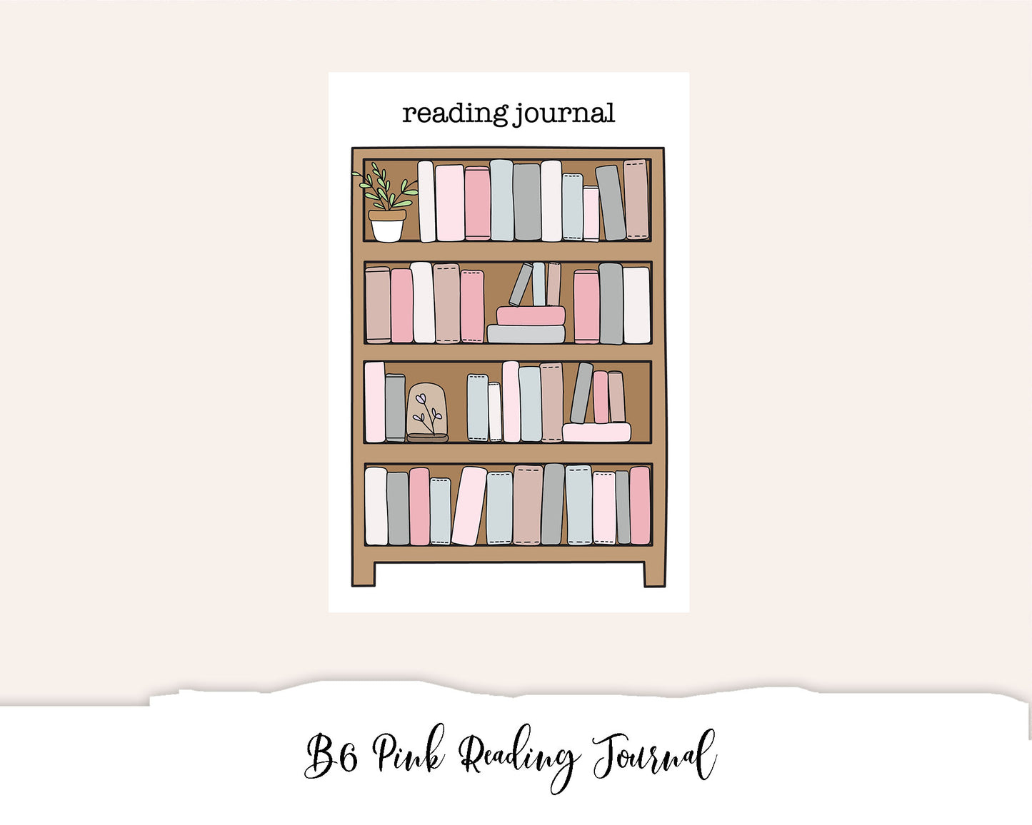 B6 Pink Reading Journal (Full Page Printable Stickers)