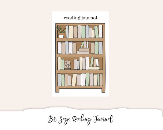 B6 Sage Reading Journal (Full Page Printable Stickers)