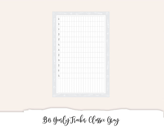 B6 Yearly Tracker Classic Gray (Full Page Printable Stickers)