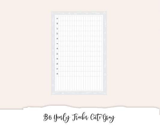 B6 Yearly Tracker Cute Gray (Full Page Printable Stickers)