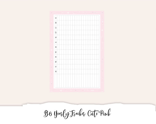 B6 Yearly Tracker Cute Pink (Full Page Printable Stickers)