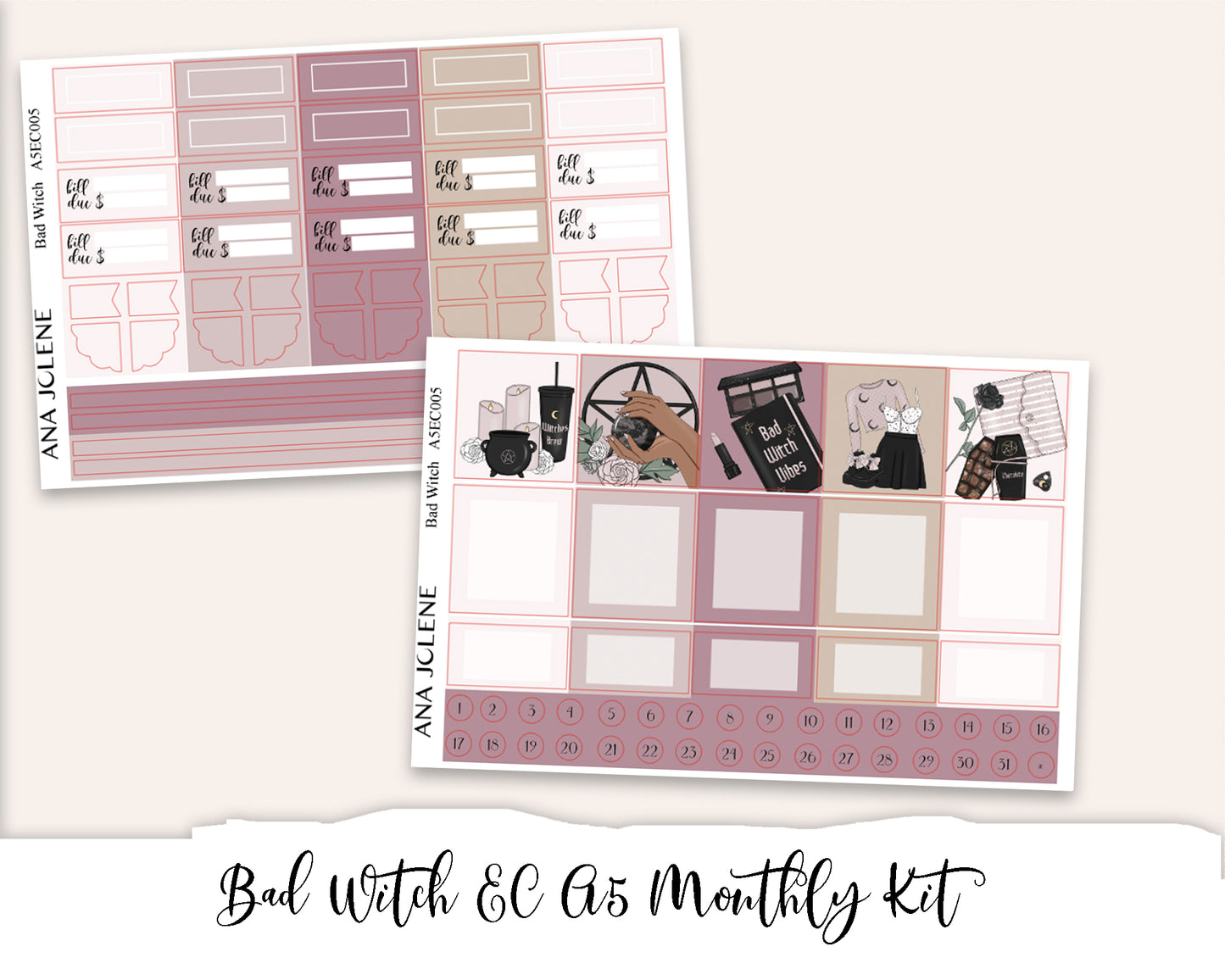BAD WITCH EC A5 Monthly Planner Sticker Kit