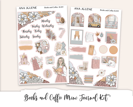 BOOKS AND COFFEE Mini Journal Sticker Kit