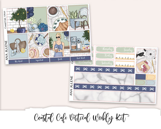 COASTAL CAFE Planner Sticker Kit (Vertical Weekly)