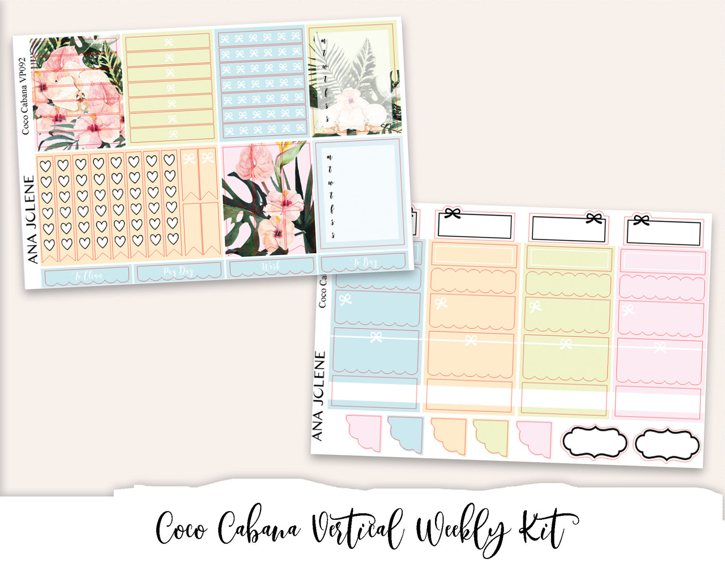 COCO CABANA Planner Sticker Kit (Vertical Weekly)