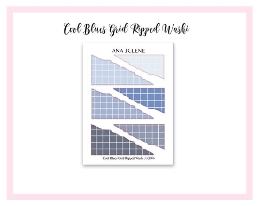 COOL BLUES GRID RIPPED WASHI Deco Stickers