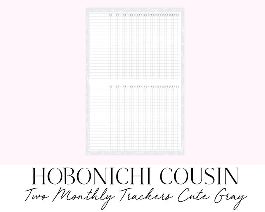 Hobonichi Cousin A5 Monthly Habit Tracker Cute Gray 2 per Page (Full Page Printable Stickers)
