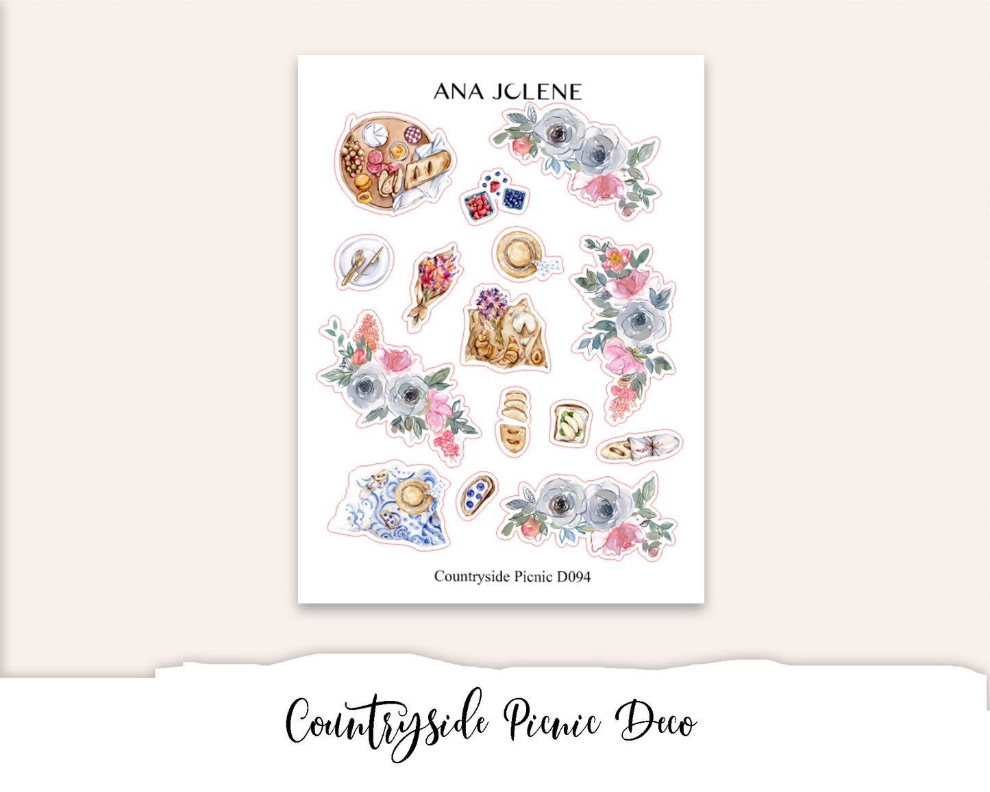 COUNTRYSIDE PICNIC Planner Sticker Kit (Vertical Weekly)
