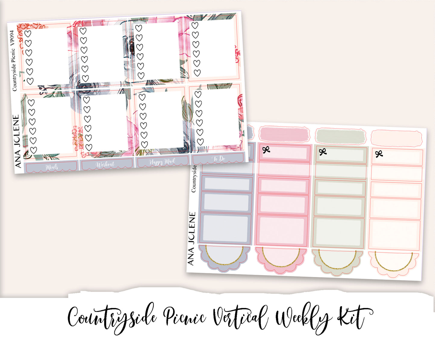 COUNTRYSIDE PICNIC Planner Sticker Kit (Vertical Weekly)