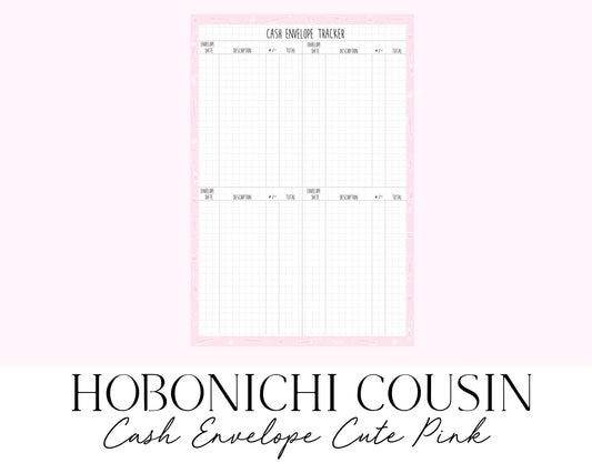 Hobonichi Cousin A5 Cash Envelope Tracker Cute Pink (Full Page Printable Stickers)