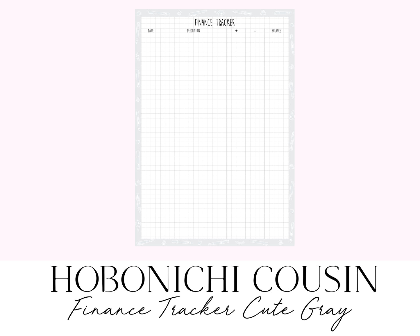 Hobonichi Cousin A5 Finance Tracker Cute Gray (Full Page Printable Stickers)