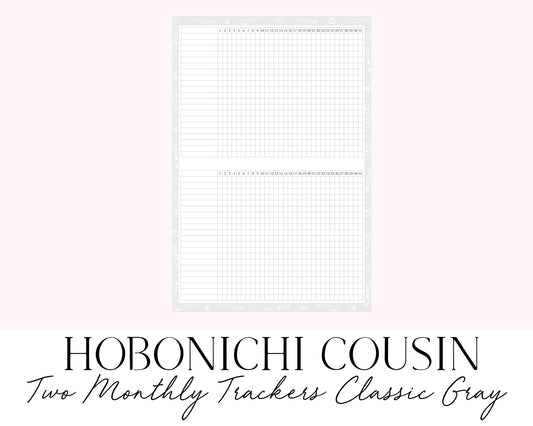 Hobonichi Cousin A5 Monthly Habit Tracker Classic Gray 2 per Page (Full Page Printable Stickers)