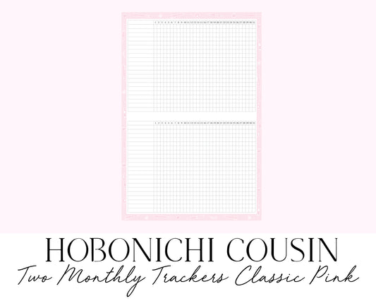 Hobonichi Cousin A5 Monthly Habit Tracker Classic Pink 2 per Page (Full Page Printable Stickers)