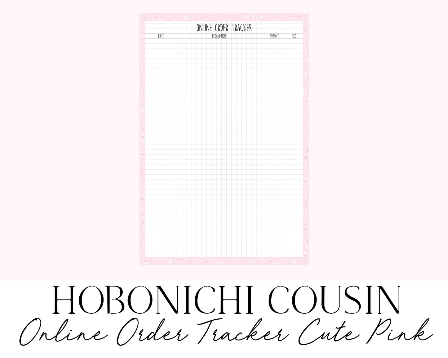 Hobonichi Cousin A5 2023 Online Order Tracker Cute Pink (Full Page Printable Stickers)