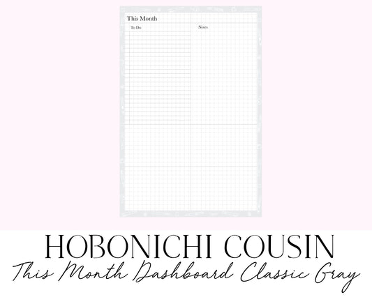 Hobonichi Cousin A5 This Month Classic Gray (Full Page Printable Stickers)