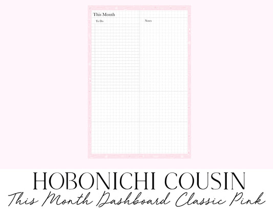 Hobonichi Cousin A5 This Month Classic Pink (Full Page Printable Stickers)