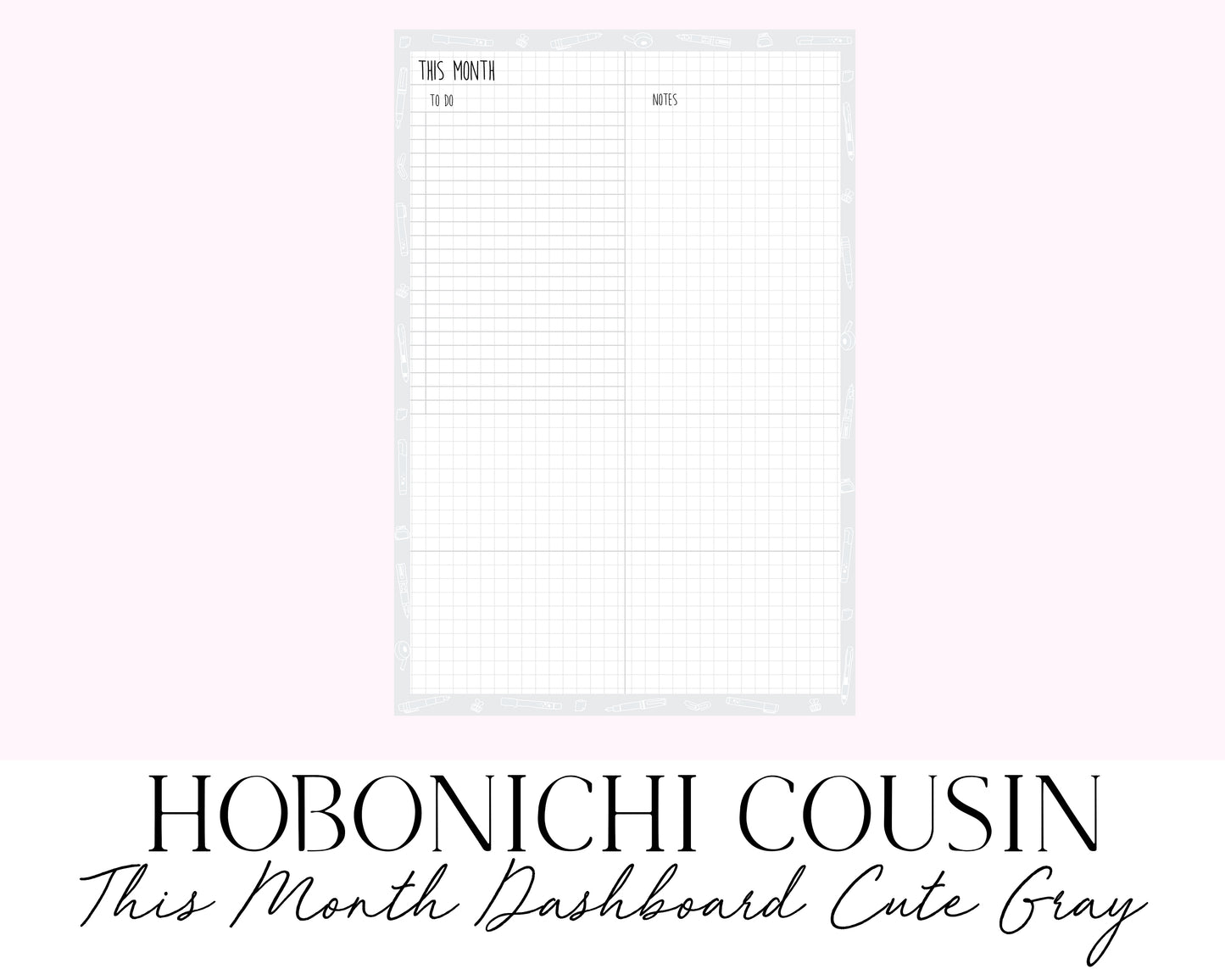 Hobonichi Cousin A5 This Month Cute Gray (Full Page Printable Stickers)