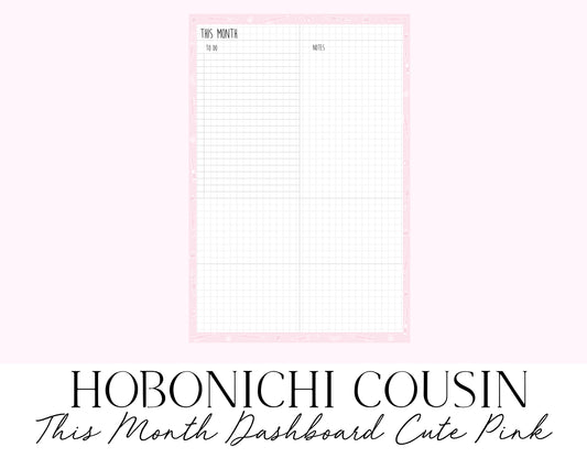 Hobonichi Cousin A5 This Month Cute Pink (Full Page Printable Stickers)