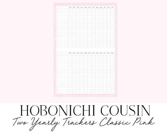 Hobonichi Cousin A5 Yearly Habit Tracker Classic Pink 2 per Page (Full Page Printable Stickers)