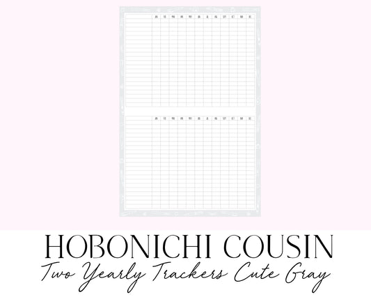 Hobonichi Cousin A5 Yearly Habit Tracker Cute Gray 2 per Page (Full Page Printable Stickers)