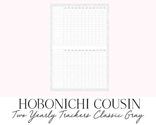 Hobonichi Cousin A5 Yearly Habit Tracker Classic Gray 2 per Page (Full Page Printable Stickers)