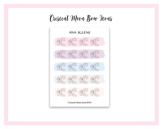 Crescent Moon Bow Icon Stickers