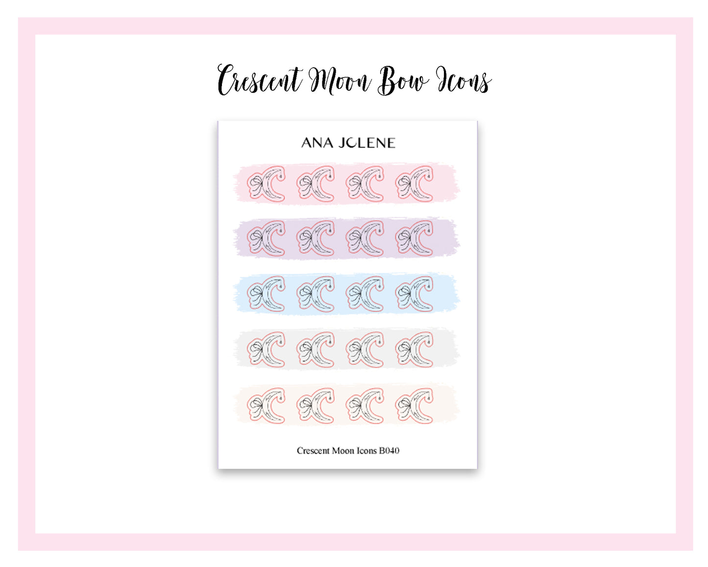 Crescent Moon Bow Icon Stickers