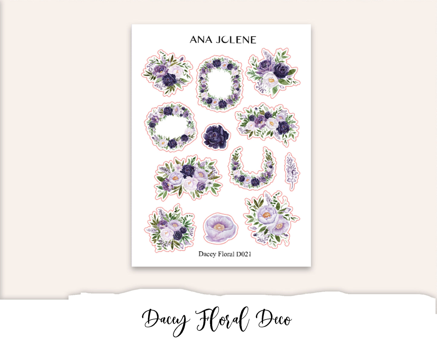 DACEY FLORAL Planner Sticker Kit (Vertical Weekly)