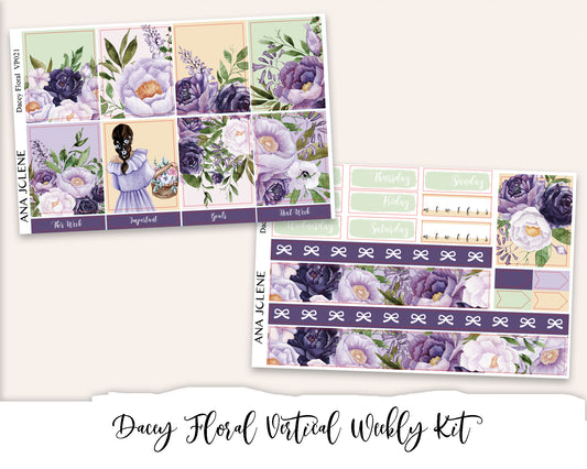 DACEY FLORAL Planner Sticker Kit (Vertical Weekly)