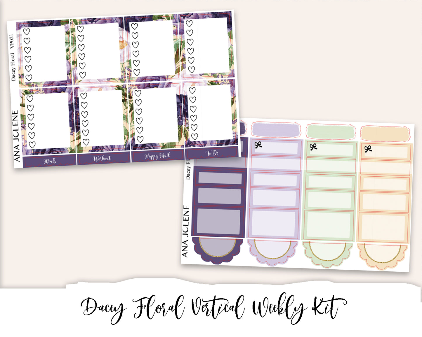 DACEY FLORAL Planner Sticker Kit (Vertical Weekly)