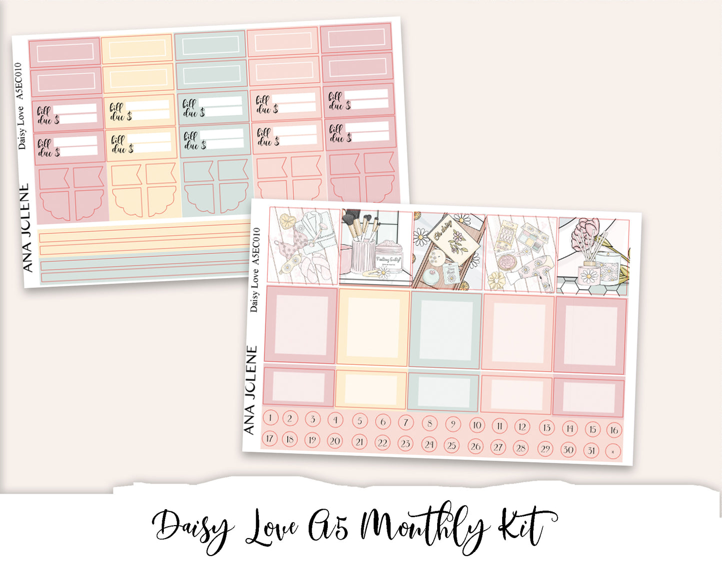 DAISY LOVE EC A5 Monthly Planner Sticker Kit