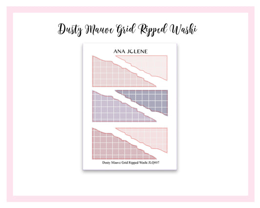 DUSTY MAUVE GRID RIPPED WASHI Deco Stickers