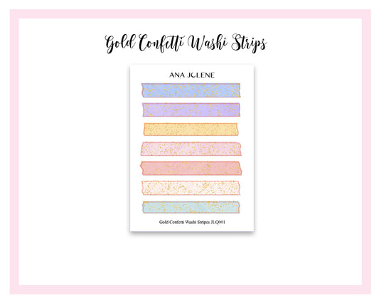 GOLD CONFETTI WASHI STRIPS Deco Stickers