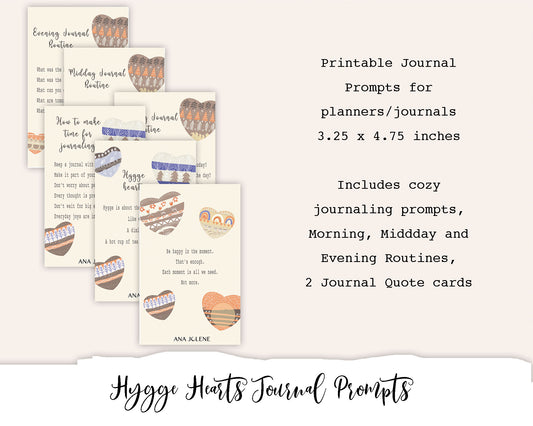 Hygge Hearts Journal Prompts Printable