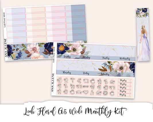 LEAH FLORAL Monthly Planner Sticker Kit (A5 Wide)