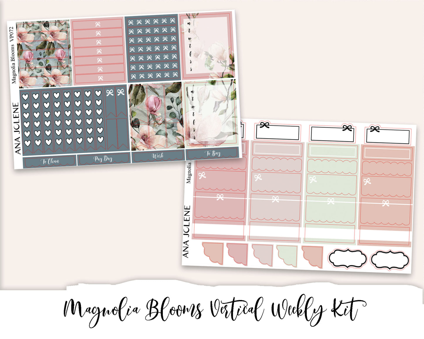 MAGNOLIA BLOOMS Planner Sticker Kit (Vertical Weekly)