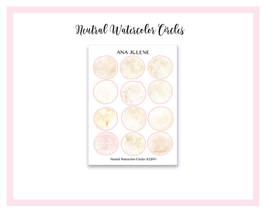 NEUTRAL WATERCOLOR CIRCLES Deco Stickers