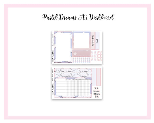 PASTEL DREAMS EC A5 Dashboard Planner Sticker Kit (Erin Condren Life Planner)