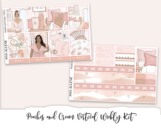 PEACHES AND CREAM Planner Sticker Kit (Vertical Weekly)