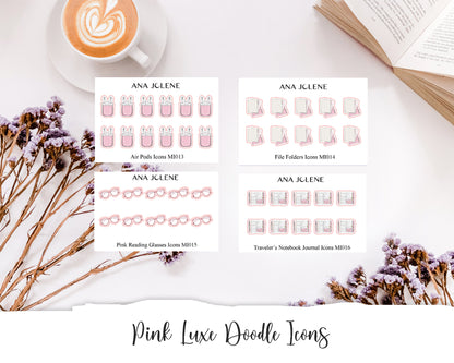 Pink Luxe Doodle Icon Stickers