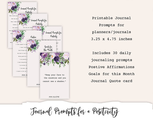 Journal Prompts for Positivity and Optimism Printable